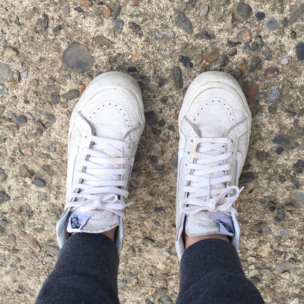 VANS white crackle high top sneakers 7.5 - Picture 2 of 8
